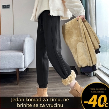 Ženske flisane sportske hlače, debele zimske, uskog kroja jogger