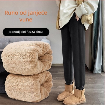 Ženske flisane sportske hlače, debele zimske, uskog kroja jogger