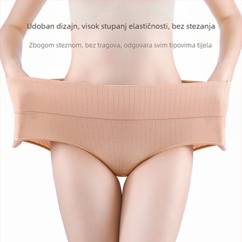 Ženski trokutasti bikini visoki pojas od pamuka, kontrola trbuha, antibakterijski, bez šavova, glavna tkanina 95% pamuk, podstava 100% pamuk