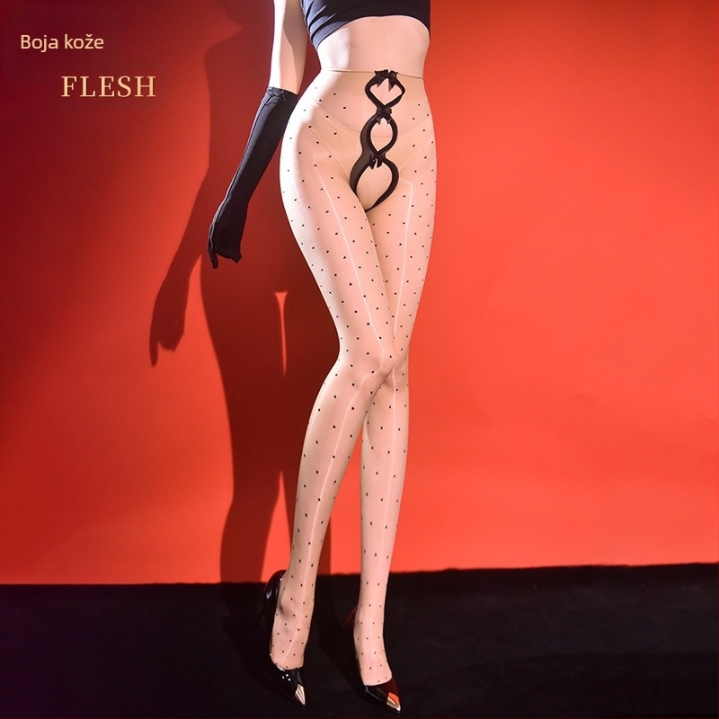 Najlon tanke čarape s uzorkom mašne, podizanje stražnjice, nevidljive