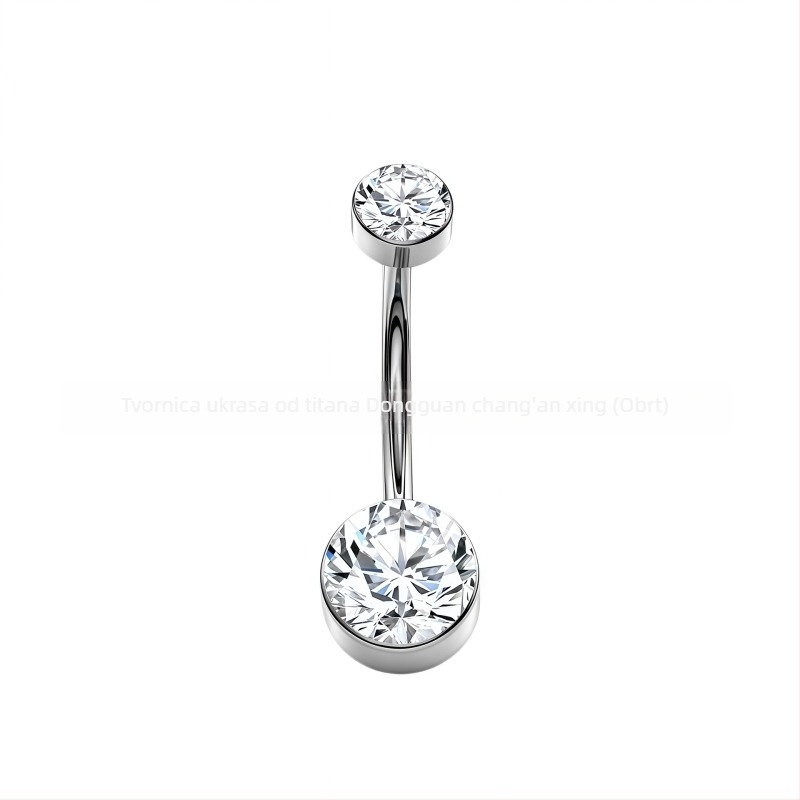 F136 titanova legura cilindrični bezel za pupčani piercing s cirkonom, unutarnje navijanje