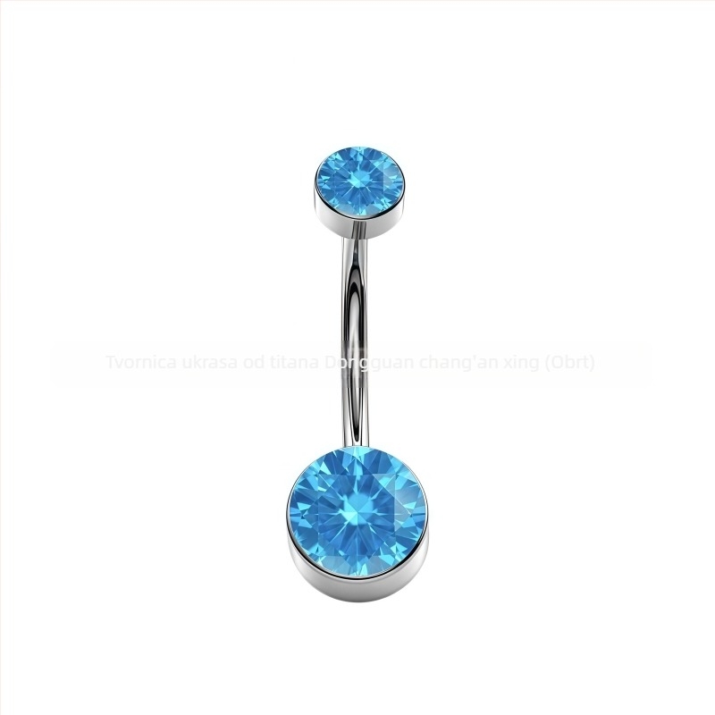 F136 titanova legura cilindrični bezel za pupčani piercing s cirkonom, unutarnje navijanje