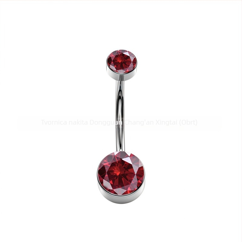 F136 titanova legura cilindrični bezel za pupčani piercing s cirkonom, unutarnje navijanje
