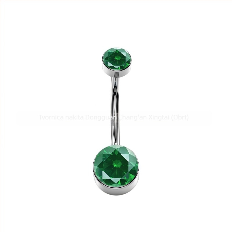 F136 titanova legura cilindrični bezel za pupčani piercing s cirkonom, unutarnje navijanje