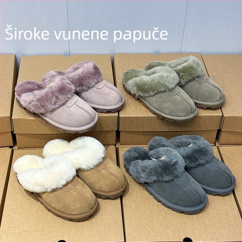 Papuče za kućnu upotrebu s vunenim podstavom, zatvorenim prstima, nubuk gornji dio, EVA đon, zvjezdani motiv