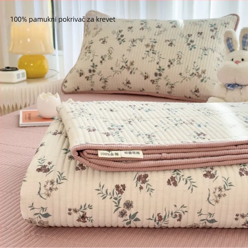 Navlaka za krevet od 100% pamuka s mekim punjenjem, jednobojni pamuk plahte, veliki protuklizni tatami madrac