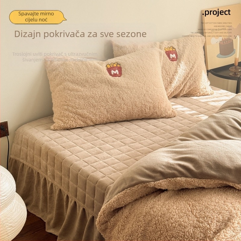 Pamučni četverodijelni set posteljine, jednobojan, reaktivno bojanje, 1000–1500 g, prilagodljiv