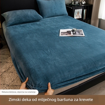 Zimski plašt od mliječne baršuna s fleece podstavom, koralni baršun debeli, jednosoban veličina