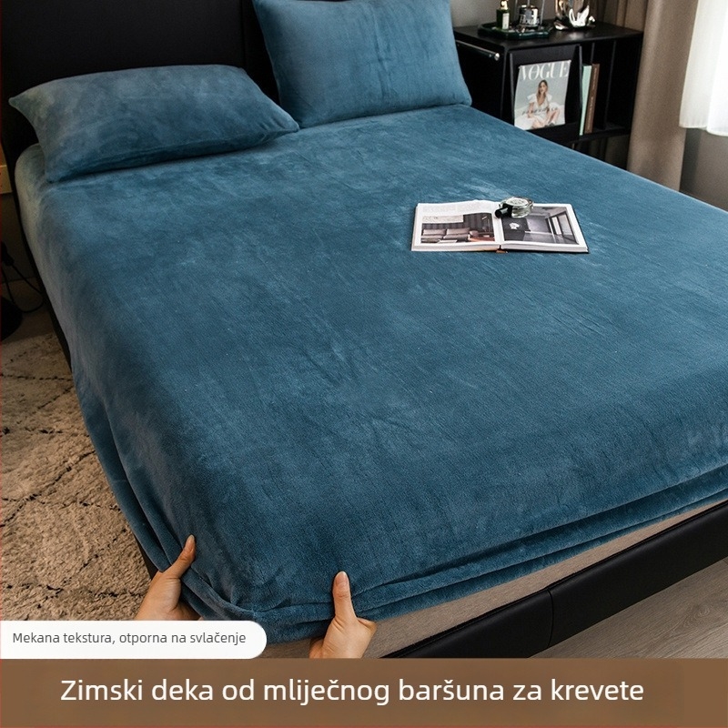 Zimski plašt od mliječne baršuna s fleece podstavom, koralni baršun debeli, jednosoban veličina