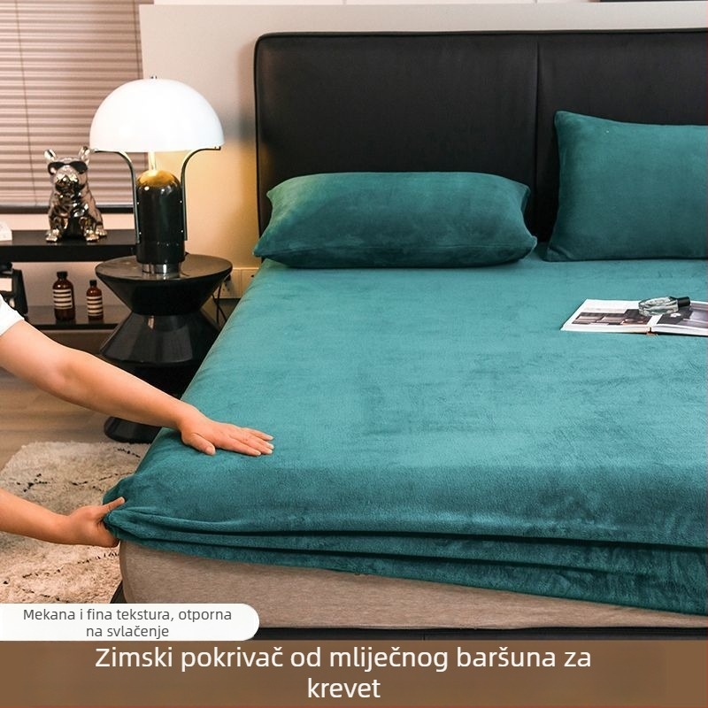 Zimski plašt od mliječne baršuna s fleece podstavom, koralni baršun debeli, jednosoban veličina