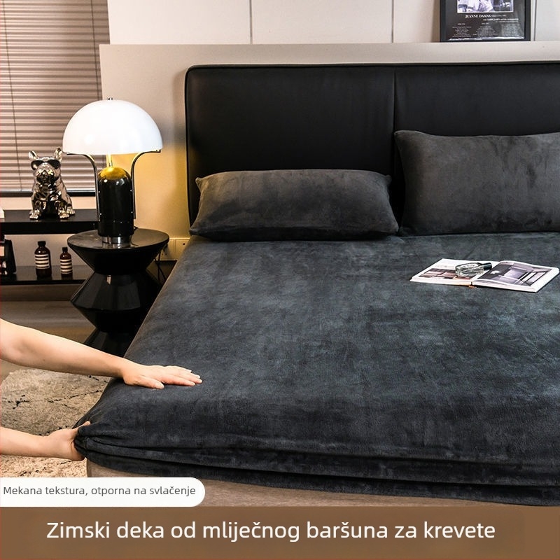 Zimski plašt od mliječne baršuna s fleece podstavom, koralni baršun debeli, jednosoban veličina