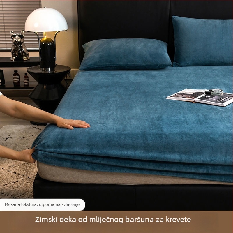 Zimski plašt od mliječne baršuna s fleece podstavom, koralni baršun debeli, jednosoban veličina