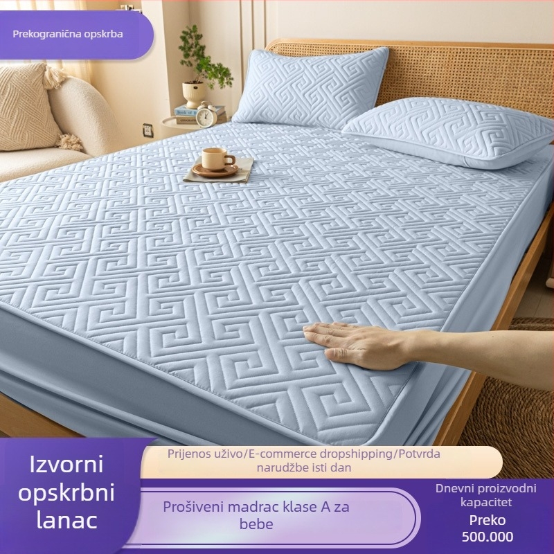 Prilagodljiva posteljina s prešivenim pamučnim punilom, djeci prijateljska, vodonepropusni zaštitnik madraca, nordijski stil, veličina 180 cm