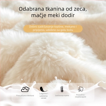 Plišani set posteljine od zaječine dlake i odgovarajući plišani pokrivač za jednokrevetni krevet, zimski velur boje mlijeka i koralni fleece