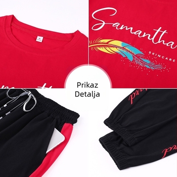 Ženski tiskani pamuk-spandeks pantalonski kostim, gradski casual stil, ljeto 2023