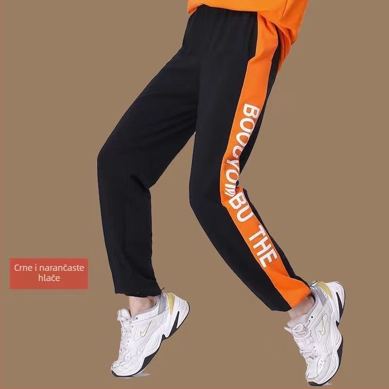 Ženski hlačasti kostim s geometrijskim uzorkom, dugi rukavi, poliester, jesen 2025