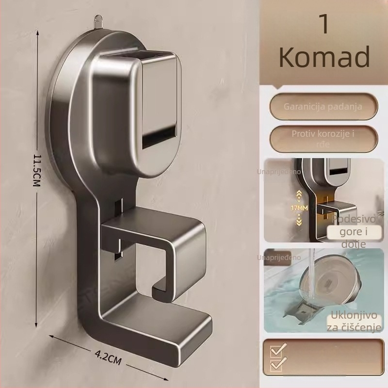 Zidni organizator kupaonice za umivaonik i kadu sa snažnom usisnom čašicom – ABS, Višestruka namjena, 1 sloj
