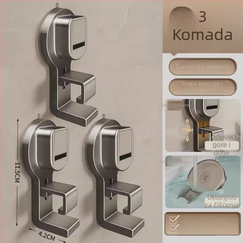 Zidni organizator kupaonice za umivaonik i kadu sa snažnom usisnom čašicom – ABS, Višestruka namjena, 1 sloj