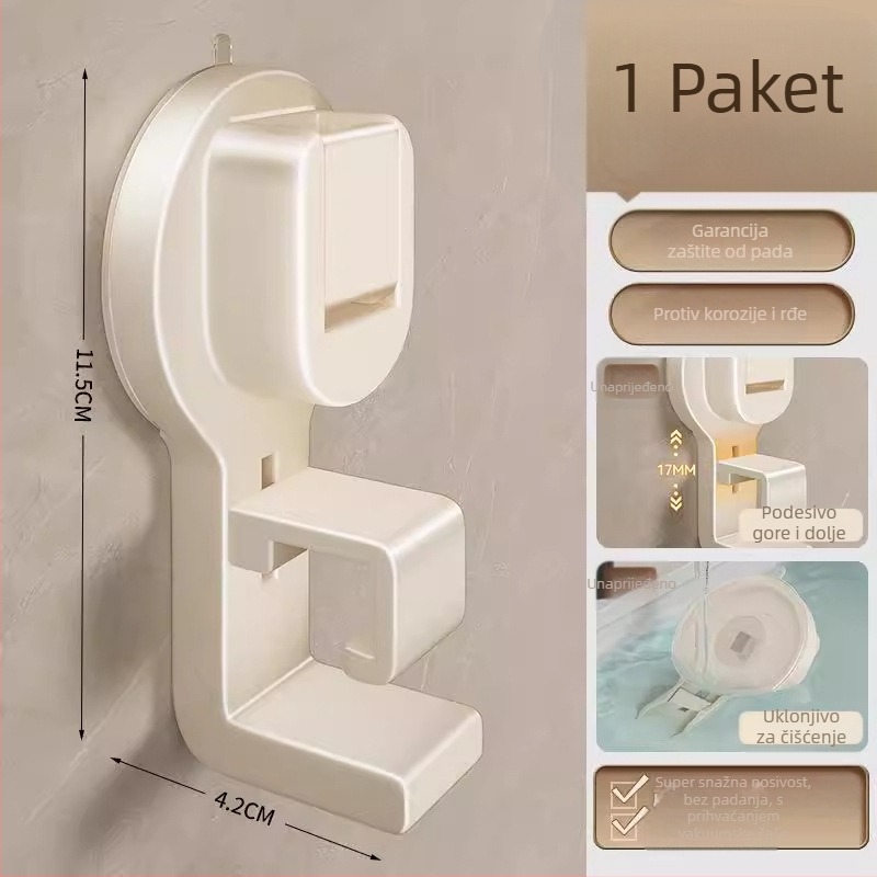 Zidni organizator kupaonice za umivaonik i kadu sa snažnom usisnom čašicom – ABS, Višestruka namjena, 1 sloj
