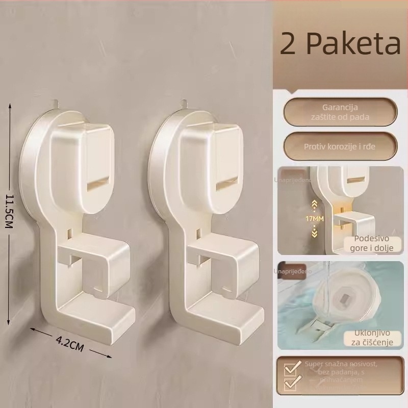 Zidni organizator kupaonice za umivaonik i kadu sa snažnom usisnom čašicom – ABS, Višestruka namjena, 1 sloj