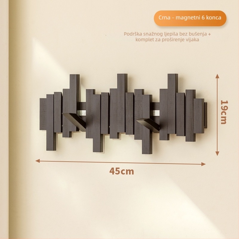 Magnetska vješalica za kapute s dizajnom tipki klavira, za ulazni hodnik i spavaću sobu, zidna, drvo/bambus, moderan minimalistički stil, 3+ redova kukica, nosivost 10–15 kg