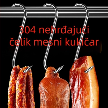 Kuka za meso od nehrđajućeg čelika, oblik S, s jednim kukom, lagani luksuz, nosivost 10–15 kg