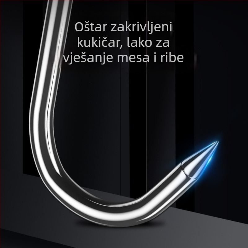 Kuka za meso od nehrđajućeg čelika, oblik S, s jednim kukom, lagani luksuz, nosivost 10–15 kg