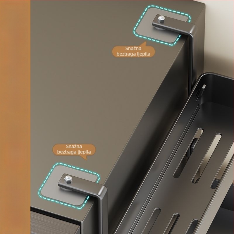 Bočni regał hladnjaka - bez bušenja, višeslojni kovni organizator za začine i foliju za zamatanje