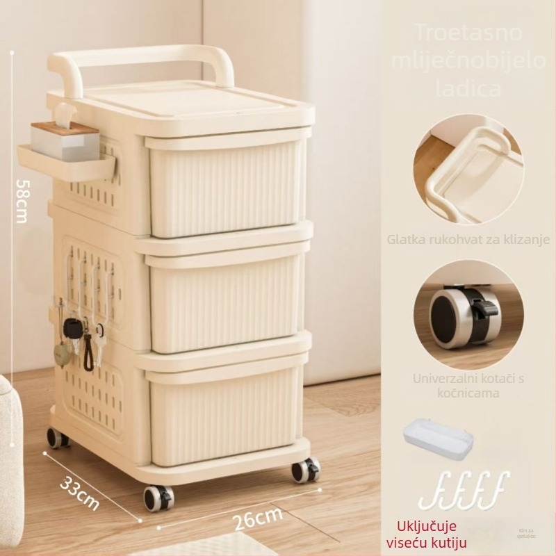 Trolley za pohranu – 5 etaža, podni stalak, s kotačićima, s odvojivim ladicama, plastičan