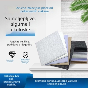 Crni samoljepljivi paneli od poliesterskog vlakna za zvučnu izolaciju, filc naljepnice za zid, ravna pozadina