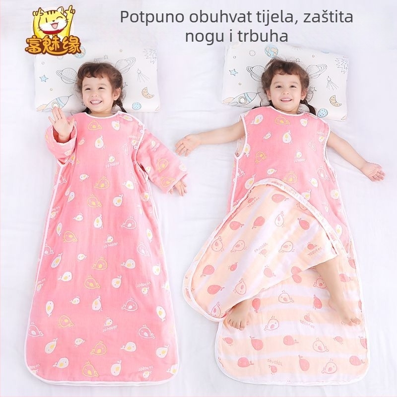 Dječja spavaća vreća od pamukaste gaze, četiri sezone, lagani model za proljeće i jesen te ljeto, za bebe, pogodna za klimatizirane sobe