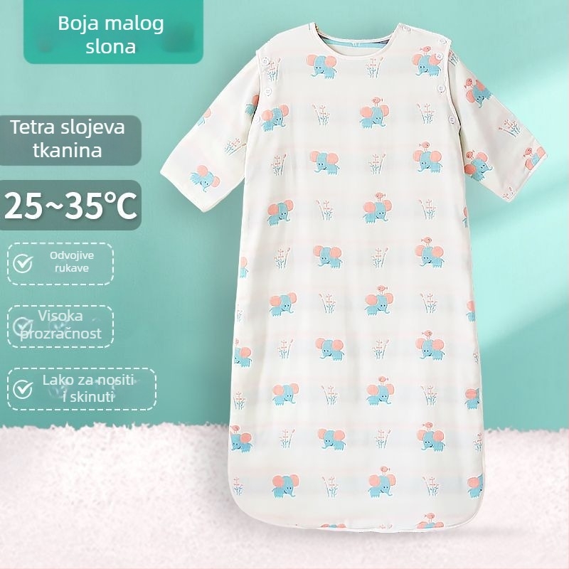 Dječja spavaća vreća od pamukaste gaze, četiri sezone, lagani model za proljeće i jesen te ljeto, za bebe, pogodna za klimatizirane sobe