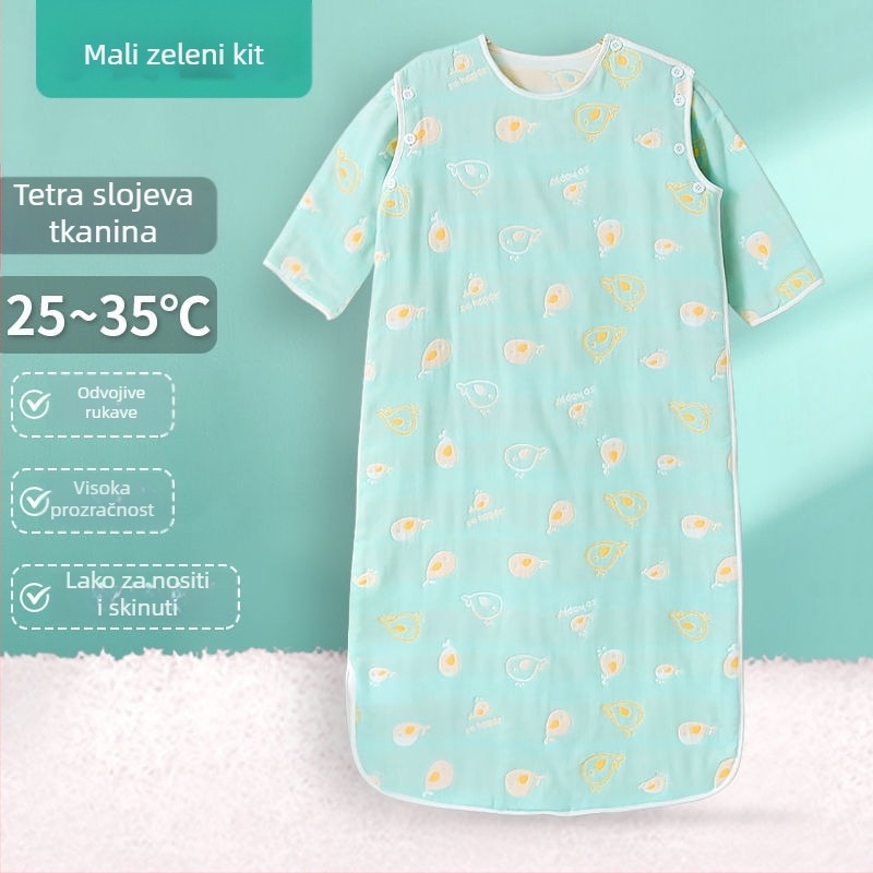 Dječja spavaća vreća od pamukaste gaze, četiri sezone, lagani model za proljeće i jesen te ljeto, za bebe, pogodna za klimatizirane sobe