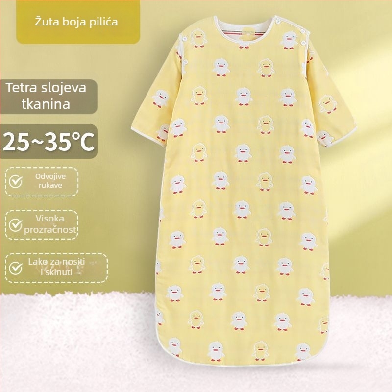 Dječja spavaća vreća od pamukaste gaze, četiri sezone, lagani model za proljeće i jesen te ljeto, za bebe, pogodna za klimatizirane sobe