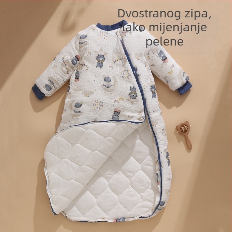 Spavaća vreća za bebe, sve sezone, s zaštitom od kick i dijelom oko nogu, 100% pamuk, 0.55–1.0 kg
