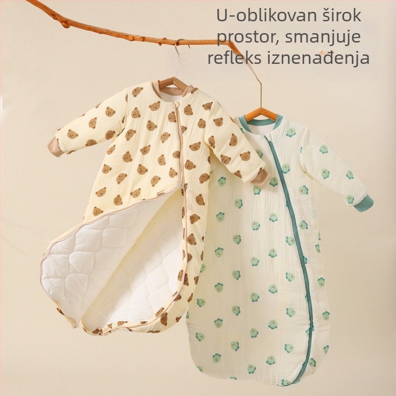 Spavaća vreća za bebe, sve sezone, s zaštitom od kick i dijelom oko nogu, 100% pamuk, 0.55–1.0 kg