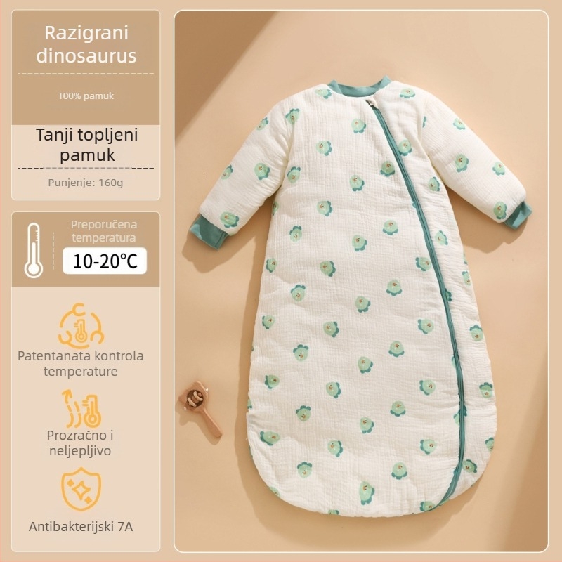 Spavaća vreća za bebe, sve sezone, s zaštitom od kick i dijelom oko nogu, 100% pamuk, 0.55–1.0 kg