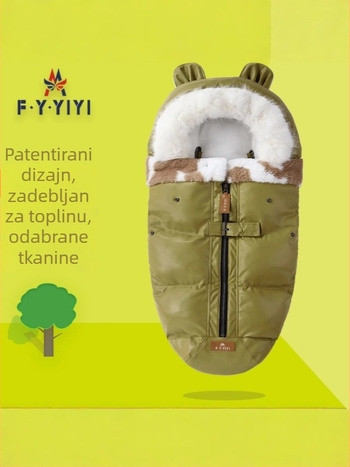 Zimska debela vreća za spavanje za kolica, kokon stil, 100 cm, od novorođenčeta do 1 godine