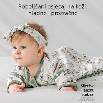 Dječji vreća za spavanje za proljeće i ljeto, cocoon stil, modal bambus pamuk gazna tkanina, četiri godišnja doba