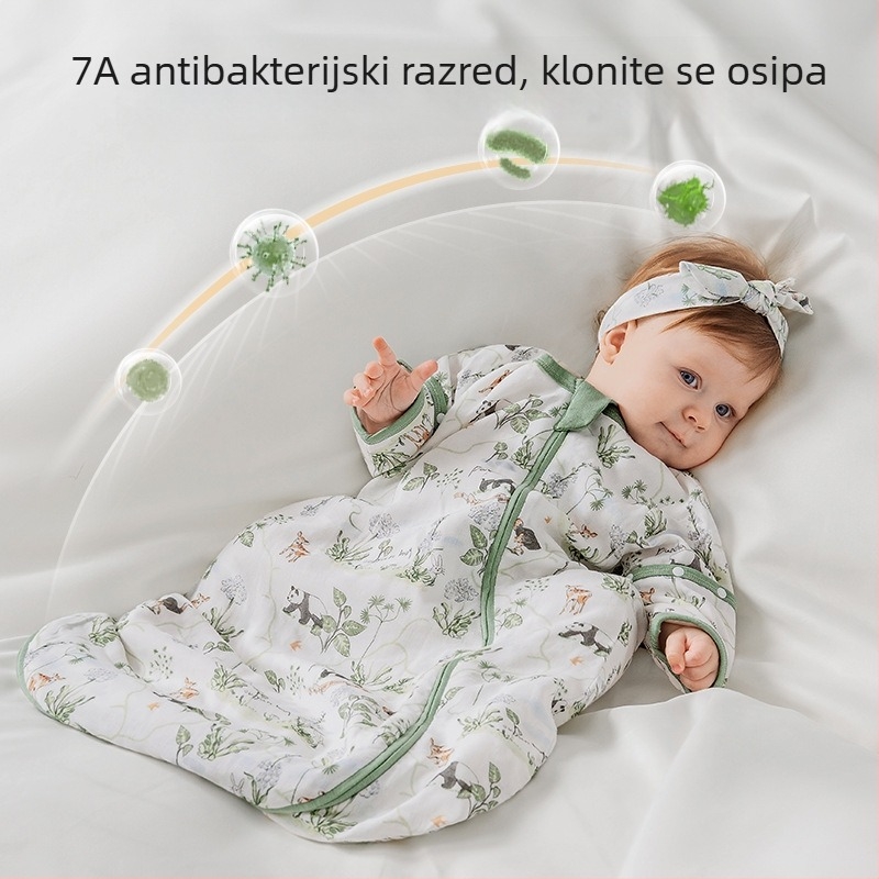Dječji vreća za spavanje za proljeće i ljeto, cocoon stil, modal bambus pamuk gazna tkanina, četiri godišnja doba