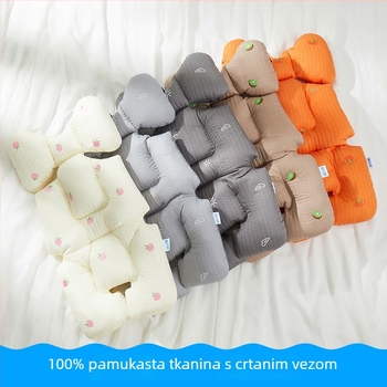 Jastučnica za sjedalicu kolica s podrškom za leđa, pamukasta debela jastučnica, kompatibilna s kolicima i stolom za hranjenje, sve sezone