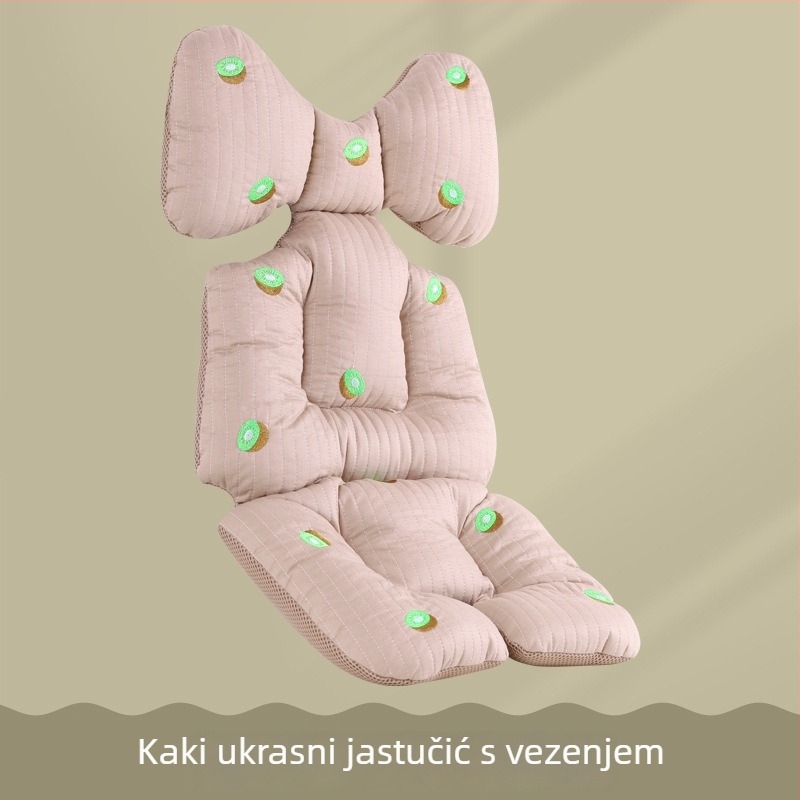 Jastučnica za sjedalicu kolica s podrškom za leđa, pamukasta debela jastučnica, kompatibilna s kolicima i stolom za hranjenje, sve sezone