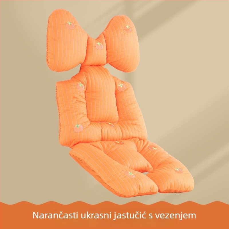 Jastučnica za sjedalicu kolica s podrškom za leđa, pamukasta debela jastučnica, kompatibilna s kolicima i stolom za hranjenje, sve sezone