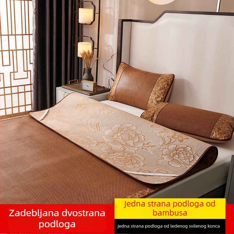 Udebljani 2m trodijelni set madraca za krevet, sklopivi, za bračni krevet 1.8m, dvostrani Ice Silk, 1.2m