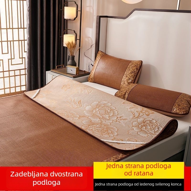Udebljani 2m trodijelni set madraca za krevet, sklopivi, za bračni krevet 1.8m, dvostrani Ice Silk, 1.2m