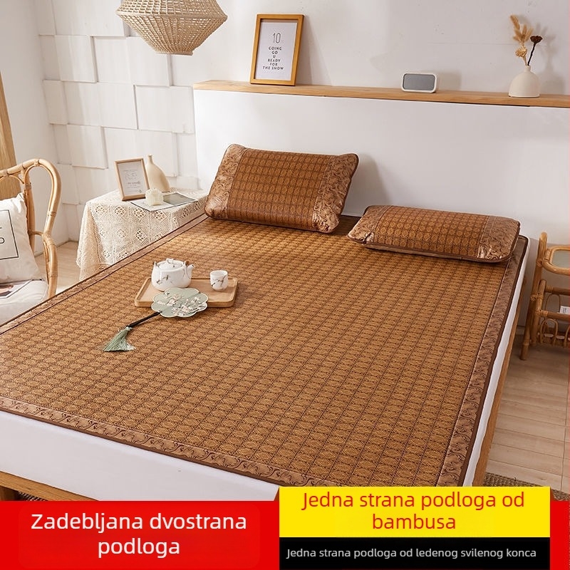 Udebljani 2m trodijelni set madraca za krevet, sklopivi, za bračni krevet 1.8m, dvostrani Ice Silk, 1.2m