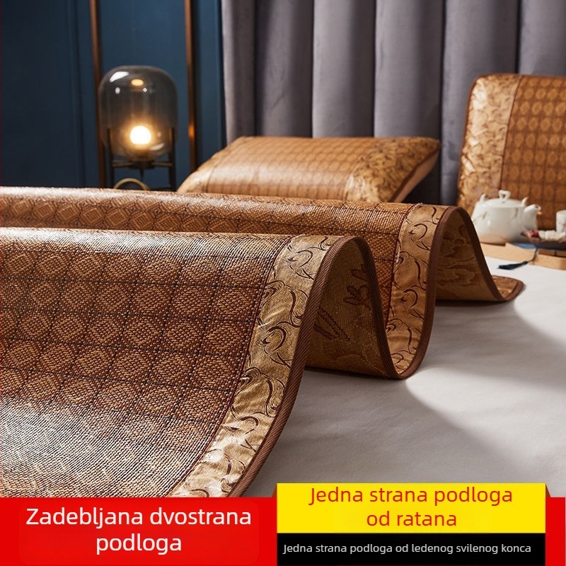 Udebljani 2m trodijelni set madraca za krevet, sklopivi, za bračni krevet 1.8m, dvostrani Ice Silk, 1.2m