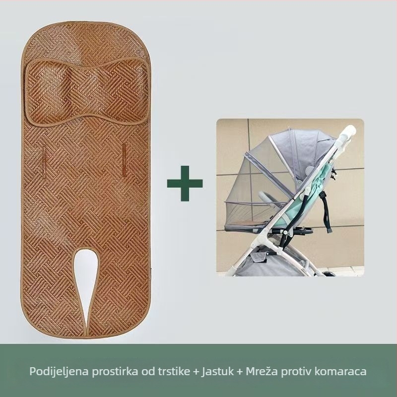 Prozračna bambus sjedalo za kolica, univerzalni protuklizni jastučić za ljeto