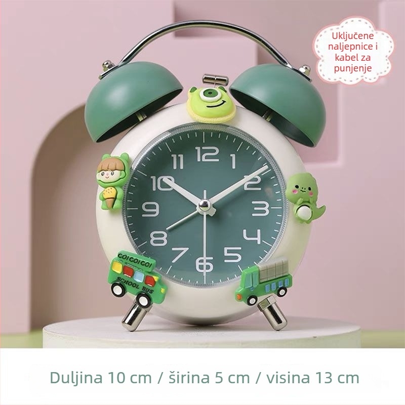 Slatki budilnik na noćnom ormariću za dječju sobu, pogodan za učenike
