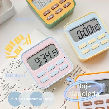 Stolni digitalni budilnik s alarmom, baterijsko napajanje, ABS brojčanik, plastično kućište, jednostavan dizajn